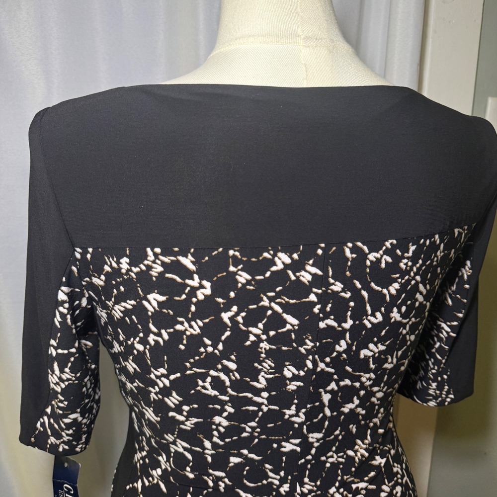 Chaps Women's Black Abstract Print Ruched Sheath‎ Dress Size L NWT - Picture 3 of 6